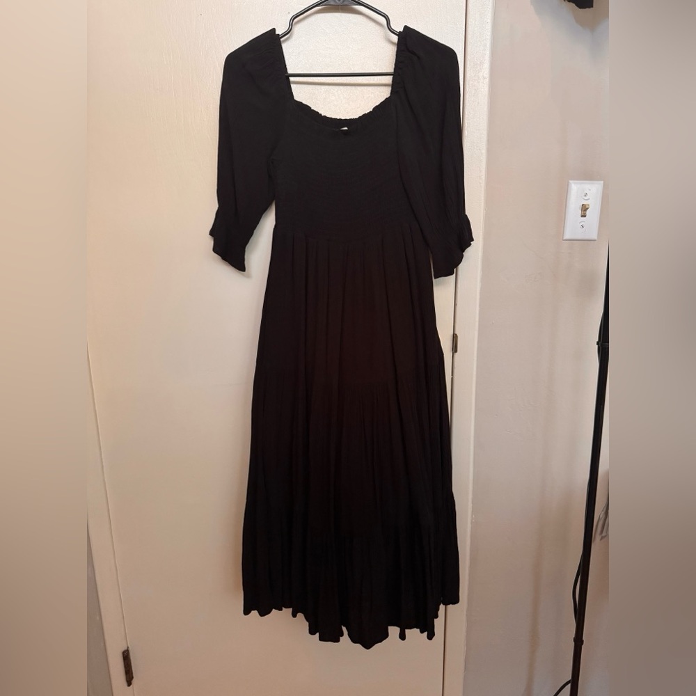 Oak + Fort - Black Smocked Dress